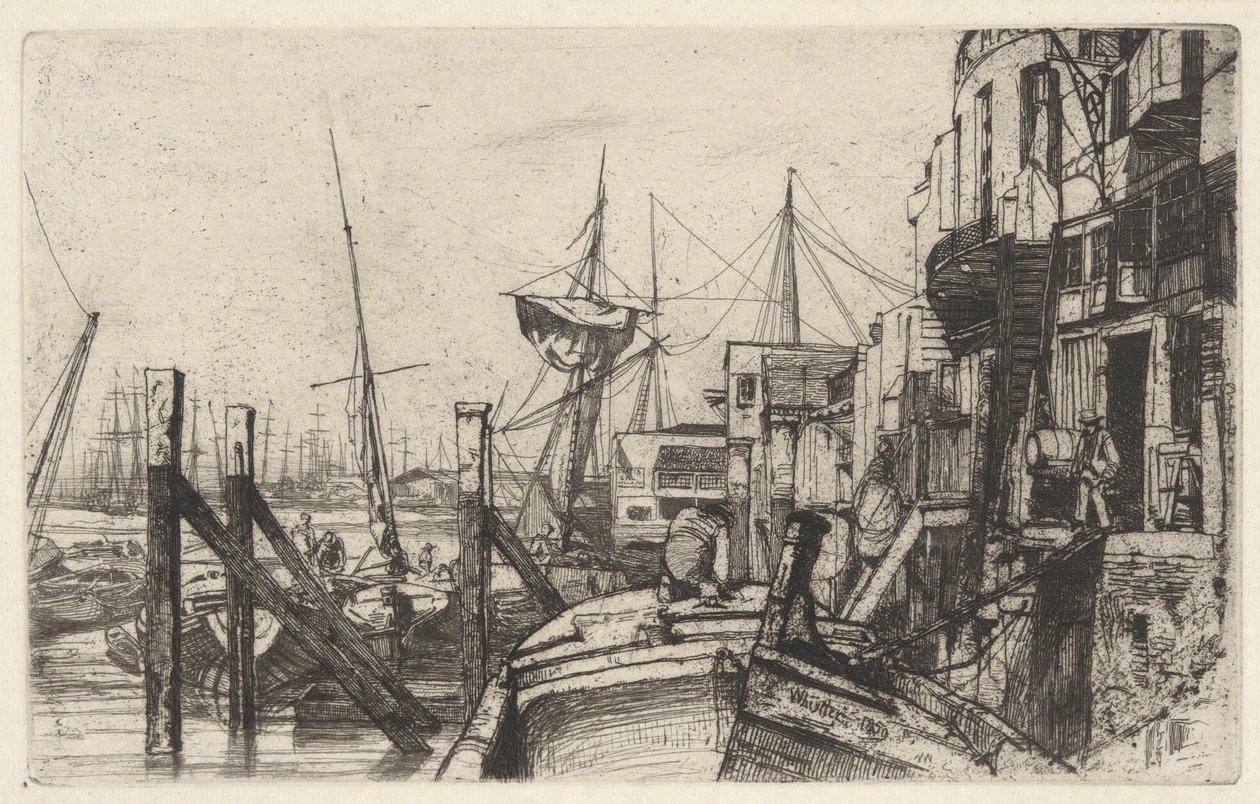 Limehouse, do Conjunto do Tamisa (Uma Série de Dezasseis Gravuras de Cenas no Tamisa e Outros Assuntos) de James Abbott McNeill Whistler