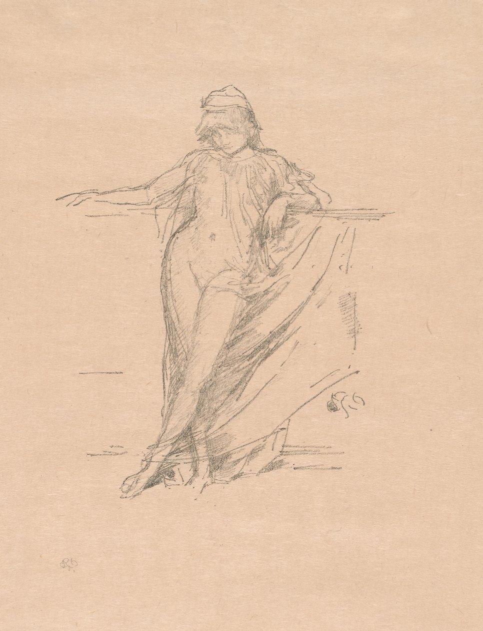 Pequena Figura Drapejada, Inclinada de James Abbott McNeill Whistler