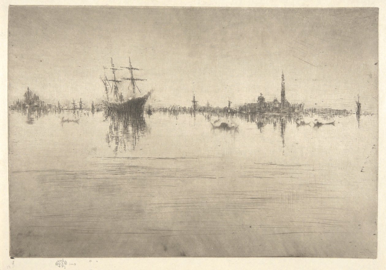 Nocturno, do Primeiro Conjunto de Veneza (Veneza, Uma Série de Doze Gravuras) de James Abbott McNeill Whistler