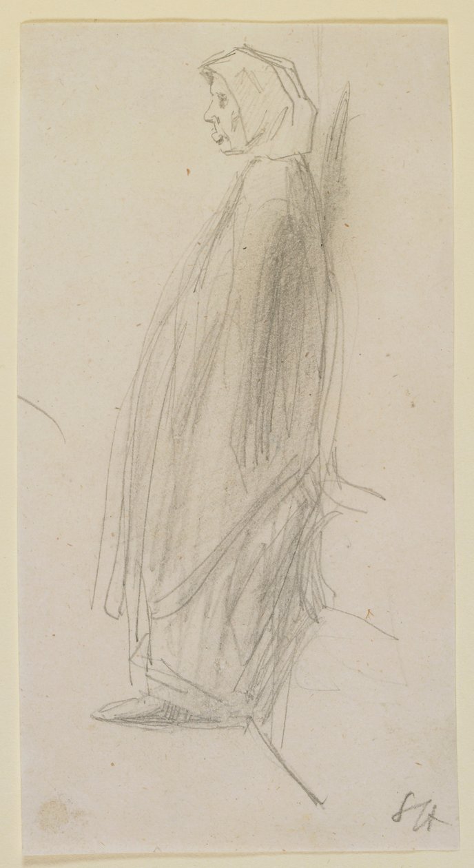 Esboço de perfil de uma velha em pé de James Abbott McNeill Whistler