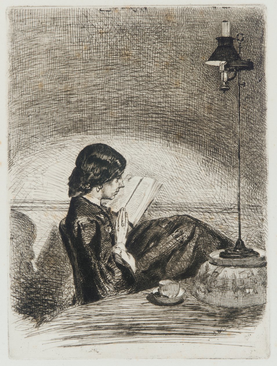 Leitura à luz da lâmpada de James Abbott McNeill Whistler
