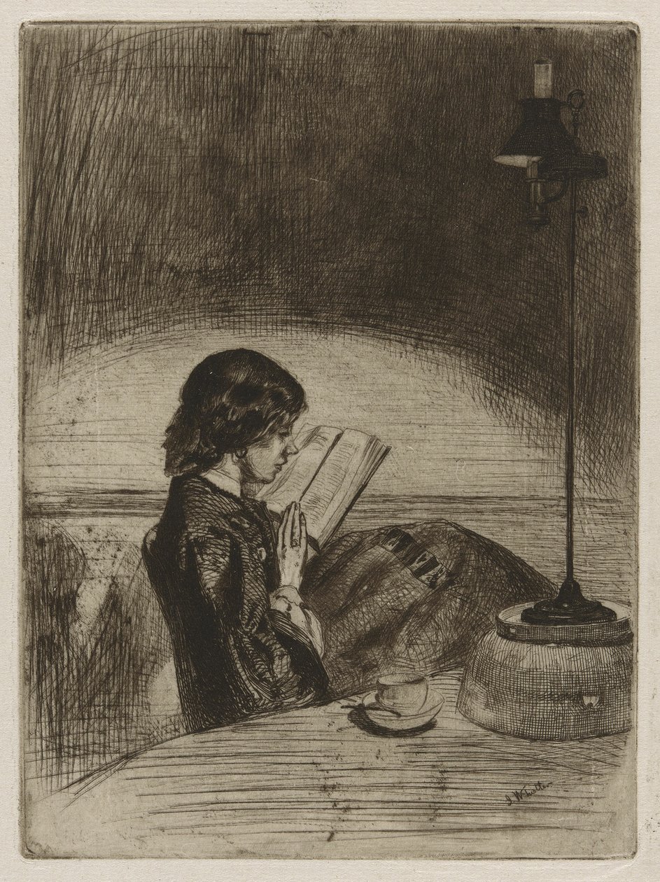 Leitura à luz da lâmpada de James Abbott McNeill Whistler