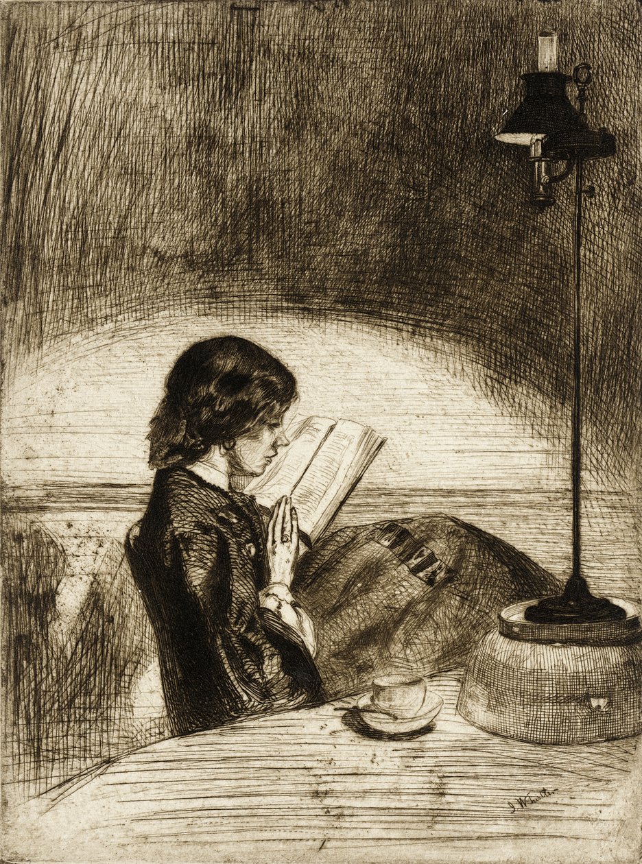 Ler à luz da lâmpada de James McNeill Whistler