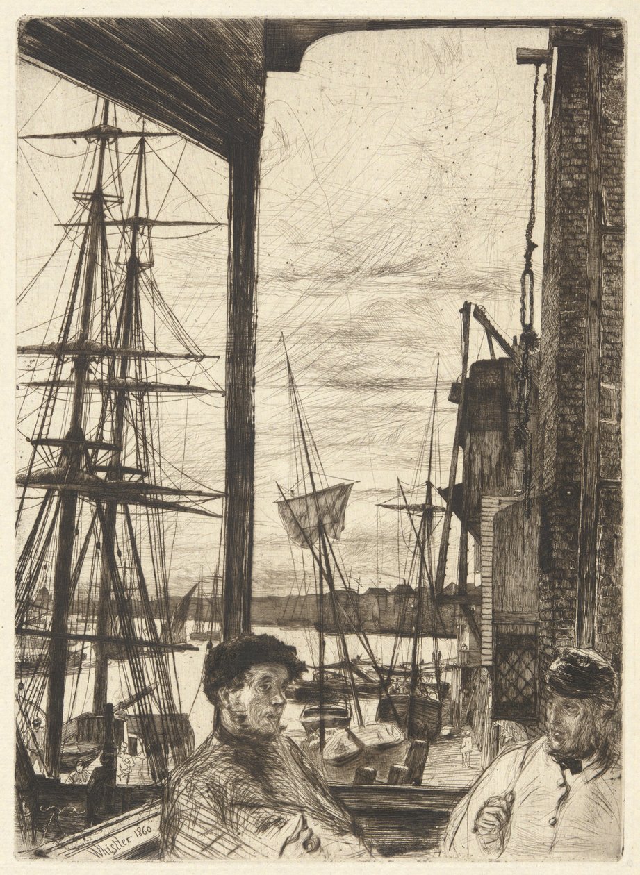 Rotherhithe (Wapping), do Conjunto do Tamisa (Uma Série de Dezasseis Gravuras de Cenas no Tamisa e Outros Assuntos) de James Abbott McNeill Whistler