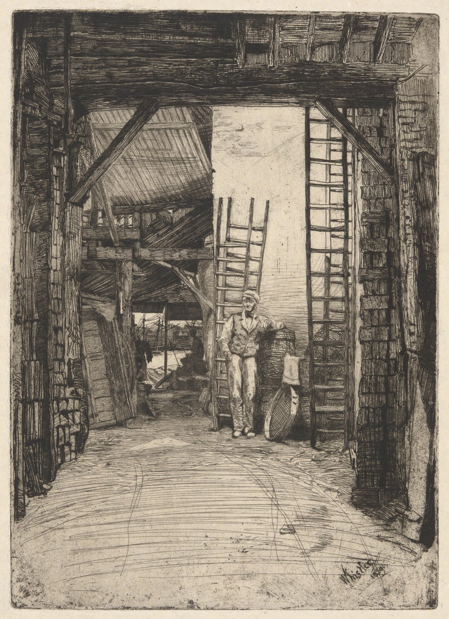 The Lime-Burner, do Conjunto Tamisa (Uma Série de Dezasseis Gravuras de Cenas sobre o Tamisa e Outros Assuntos) de James Abbott McNeill Whistler