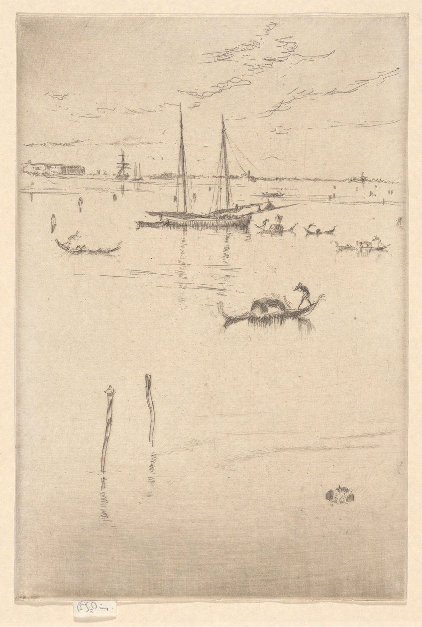 A Pequena Lagoa, do Primeiro Conjunto de Veneza (Veneza, Uma Série de Doze Gravuras) de James Abbott McNeill Whistler