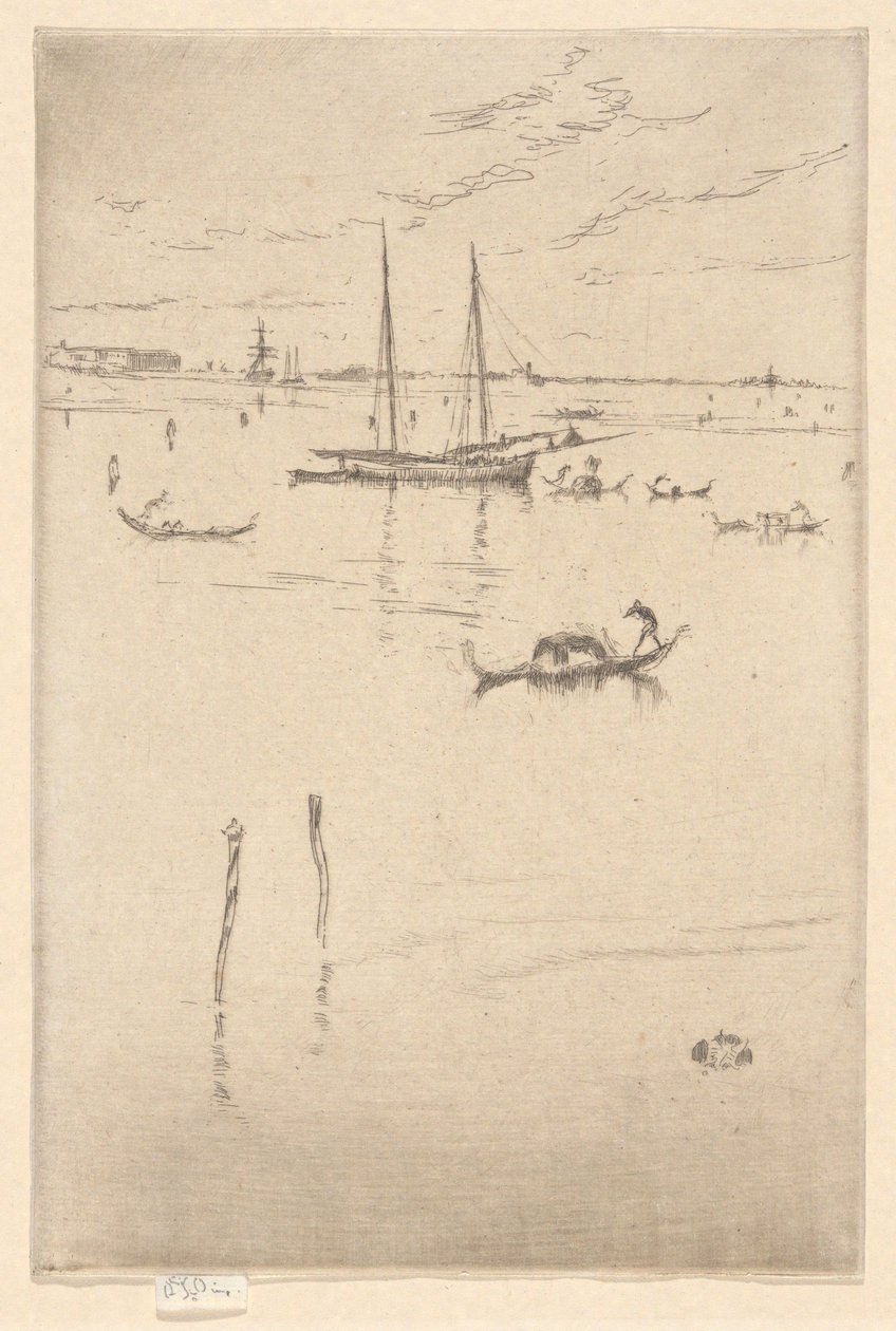 A Pequena Lagoa, da Primeira Série de Veneza (Veneza, Uma Série de Doze Gravuras) de James McNeill Whistler