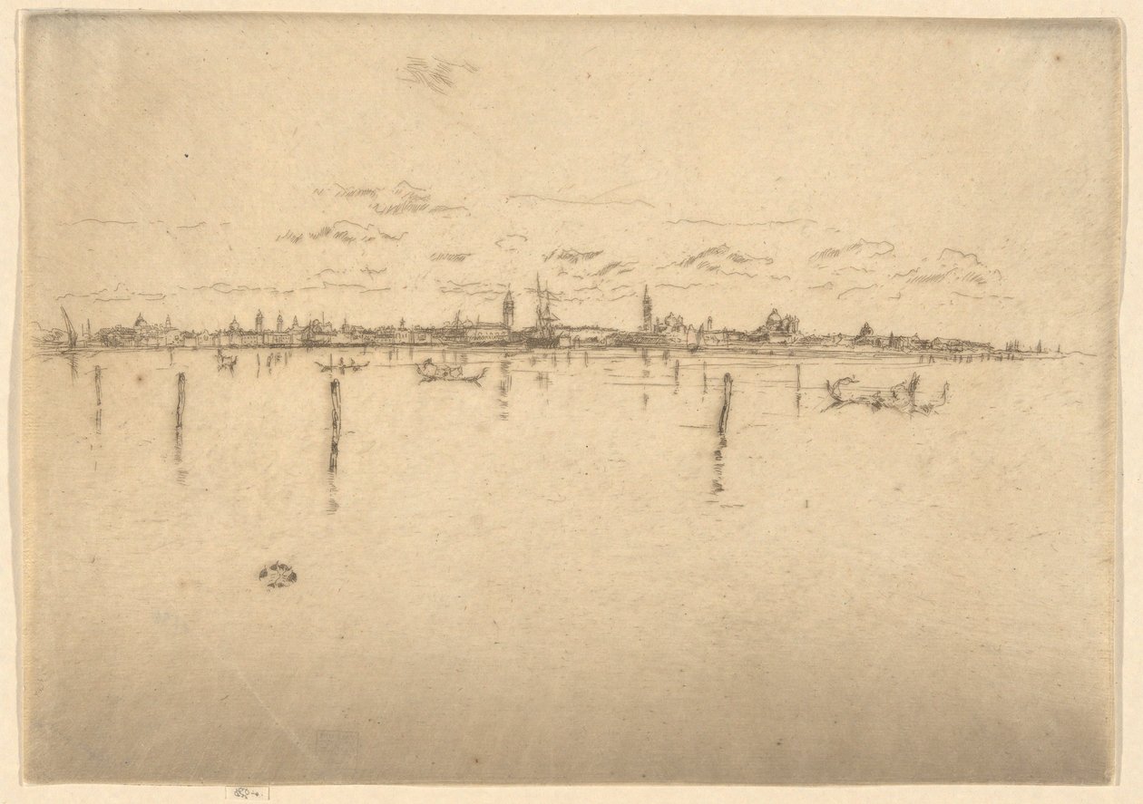 A Pequena Veneza, do Primeiro Conjunto de Veneza (Veneza, Uma Série de Doze Gravuras) de James Abbott McNeill Whistler