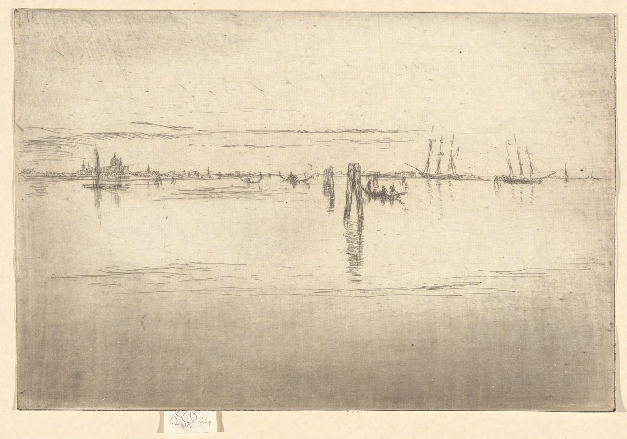 A Longa Lagoa, do Segundo Conjunto de Veneza (um conjunto de vinte e seis gravuras) de James Abbott McNeill Whistler