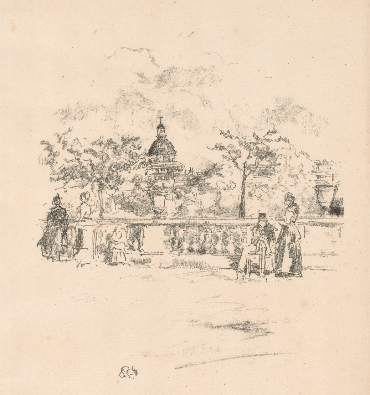O Panteão, do Terraço dos Jardins de Luxemburgo de James Abbott McNeill Whistler