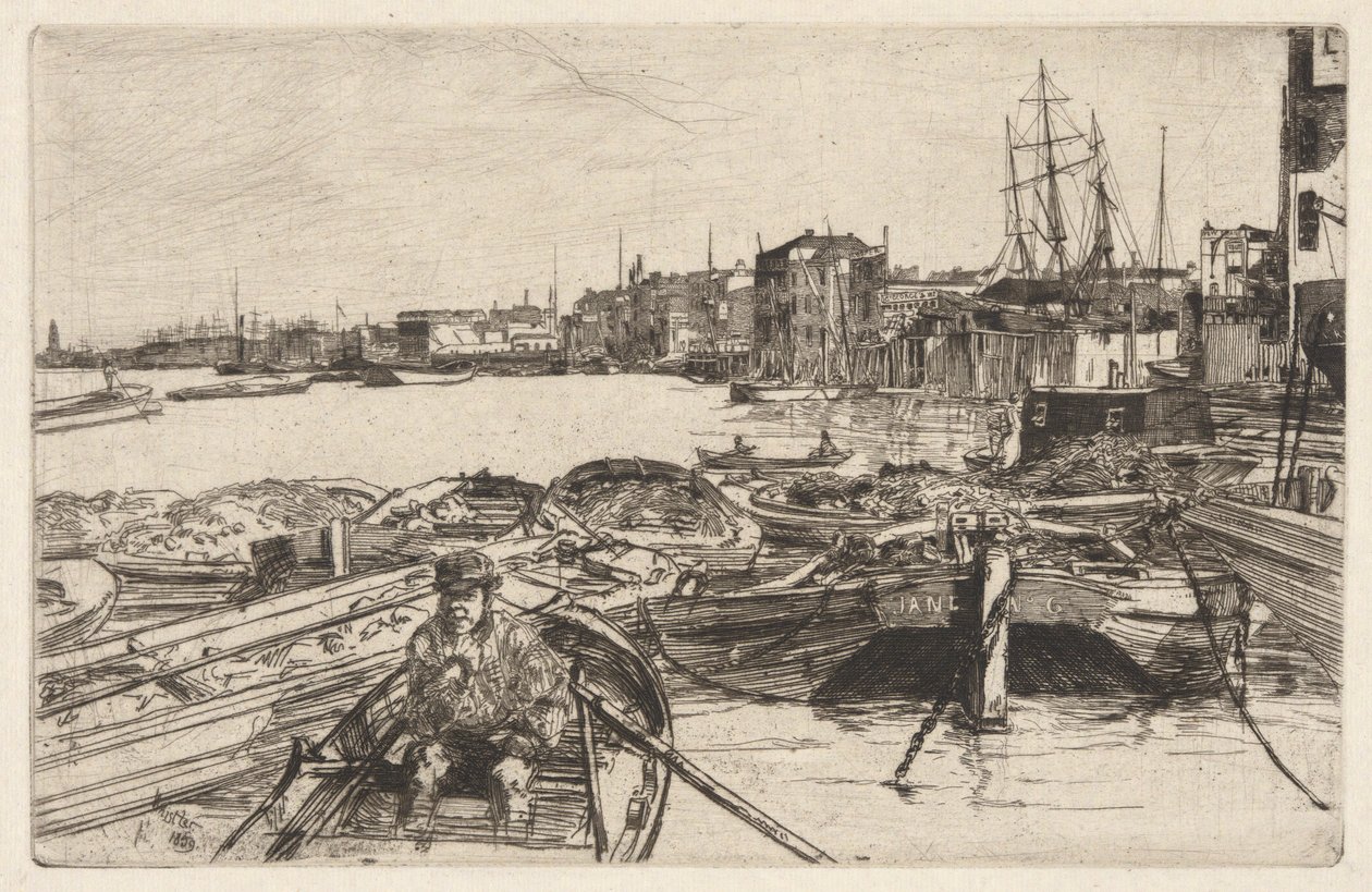 O Piscina, do Conjunto do Tamisa (Uma Série de Dezasseis Gravuras de Cenas sobre o Tamisa e Outros Assuntos) de James Abbott McNeill Whistler