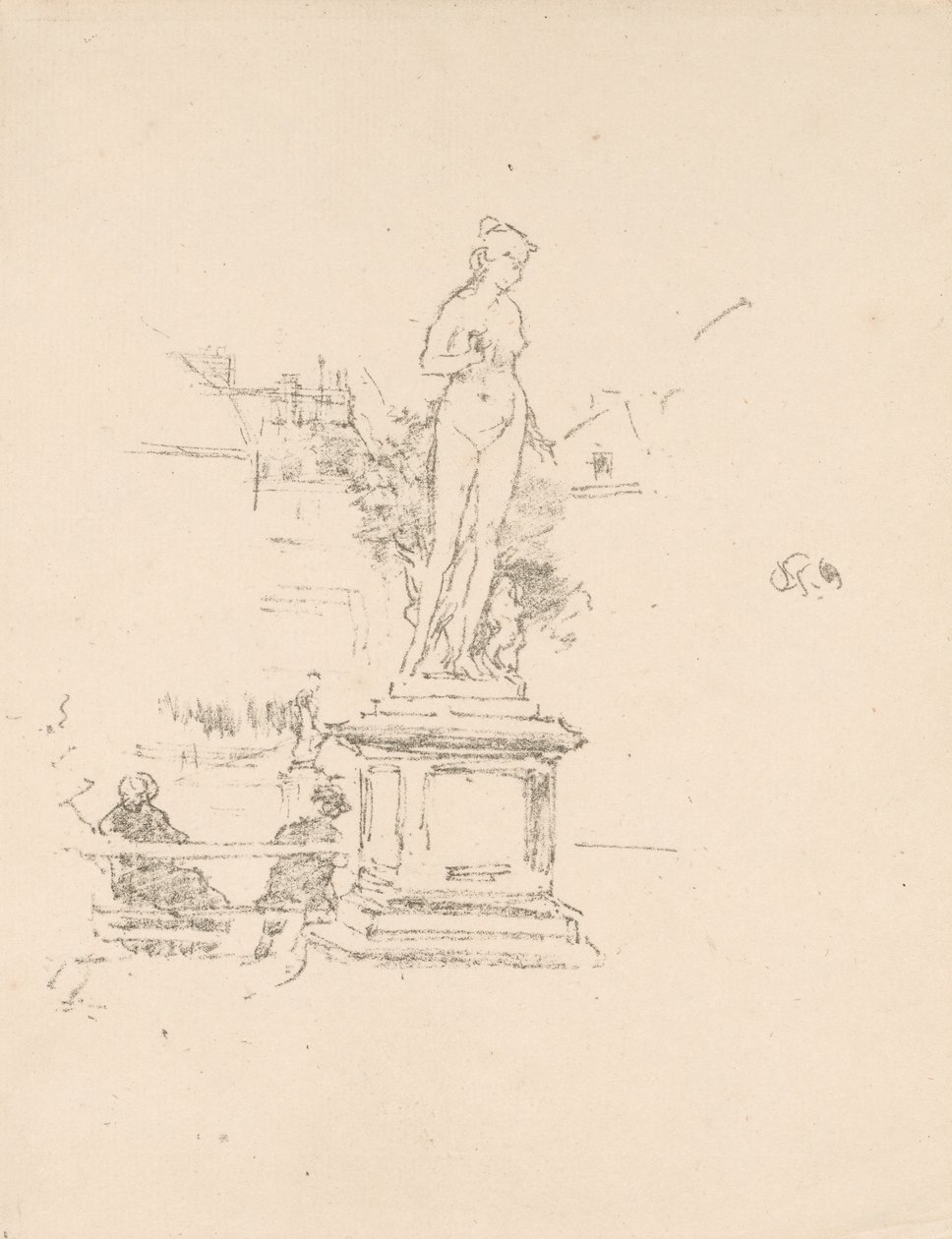 A Estátua, Jardim do Luxemburgo de James McNeill Whistler