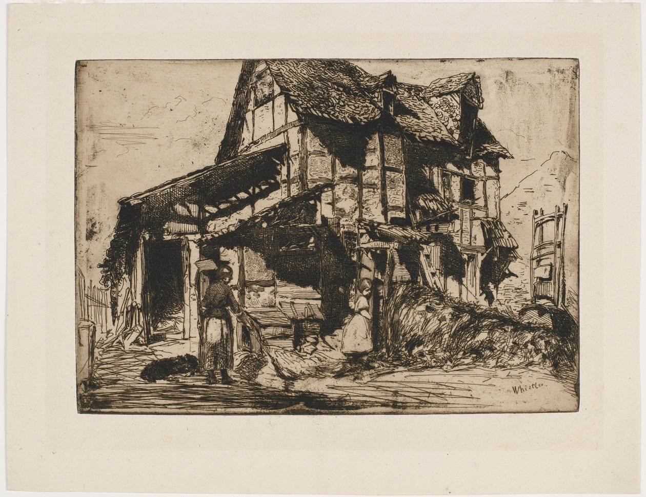 O Cortiço Inseguro. Uma das doze gravuras da natureza. (O Conjunto Francês) de James Abbott McNeill Whistler