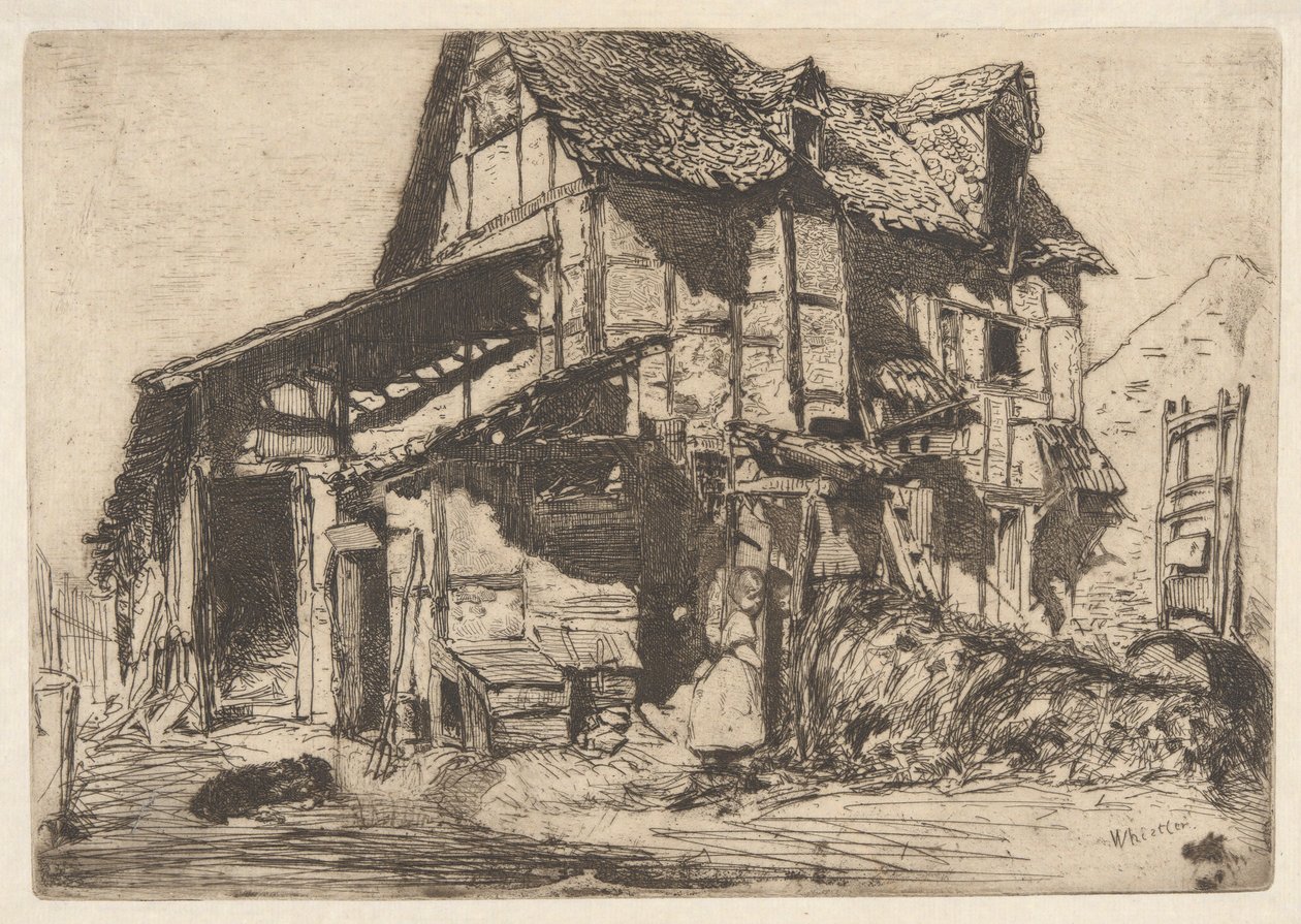 O Inseguro Tenement, do conjunto francês (Douze Eaux-Fortes d de James Abbott McNeill Whistler