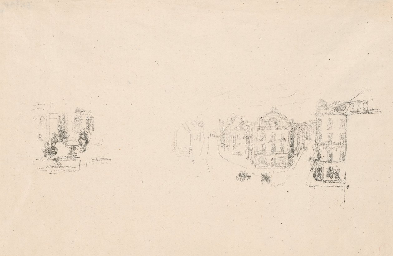 Dois Esboços de Julgamento: A. Grand Rue, Dieppe; B. Um Interior de James Abbott McNeill Whistler