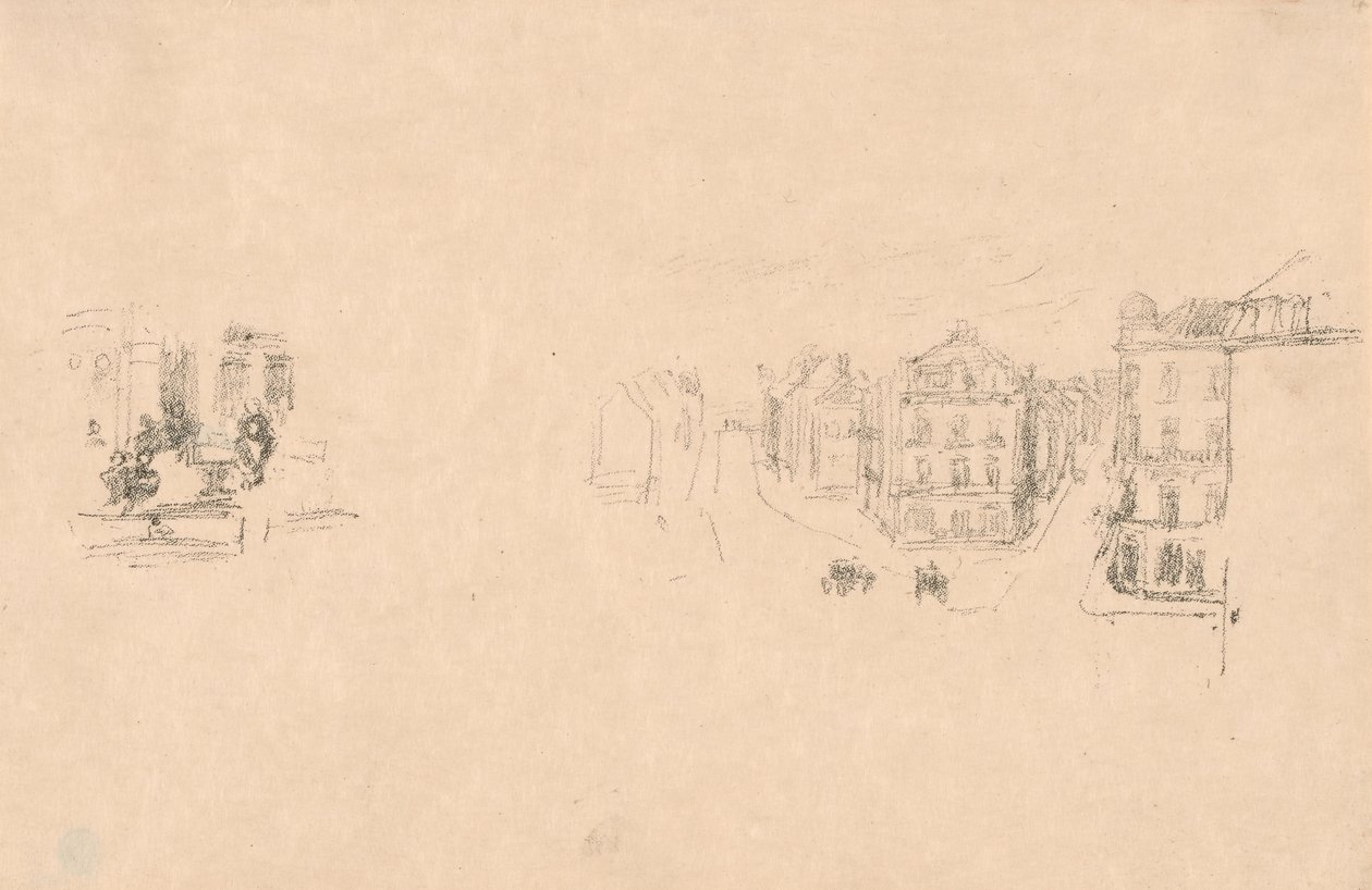 Dois esboços de ensaio: A. Grande Rue, Dieppe; B. Um Interior de James McNeill Whistler