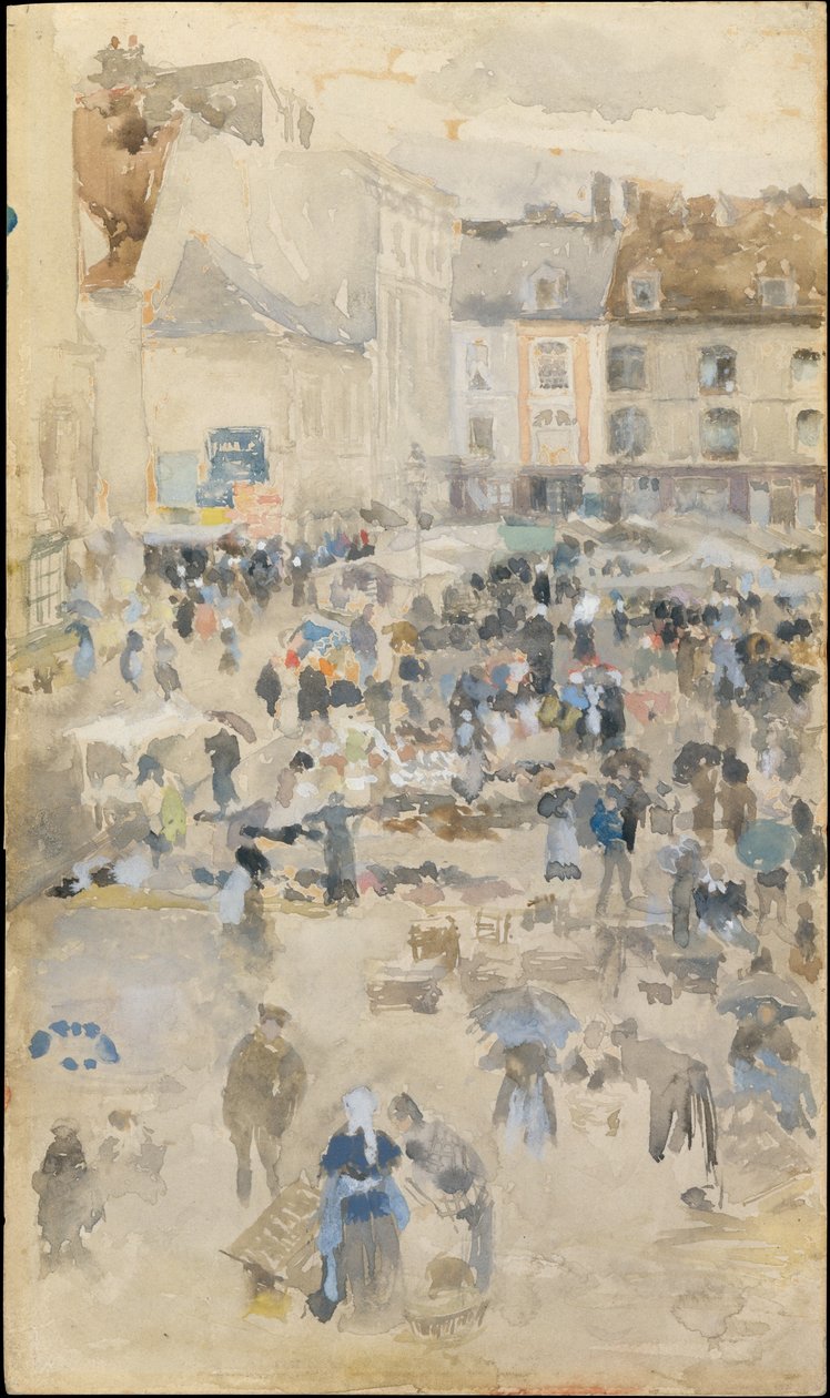 Variações em violeta e cinzento - Praça do mercado, Dieppe de James McNeill Whistler