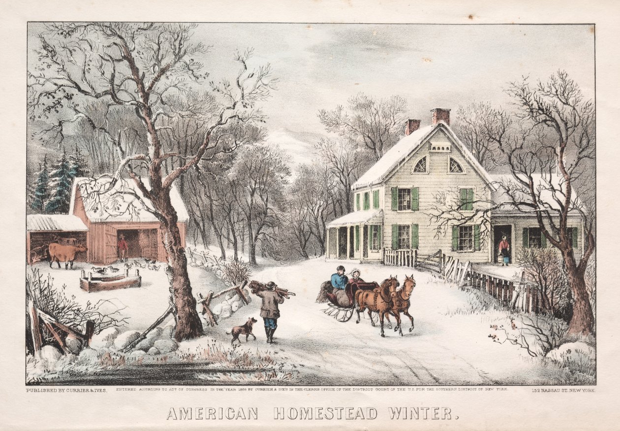 American Homestead, inverno, 1868. de James Merritt Ives