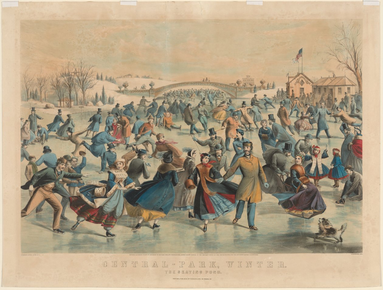 Central Park, inverno: The Skating Pond de James Merritt Ives
