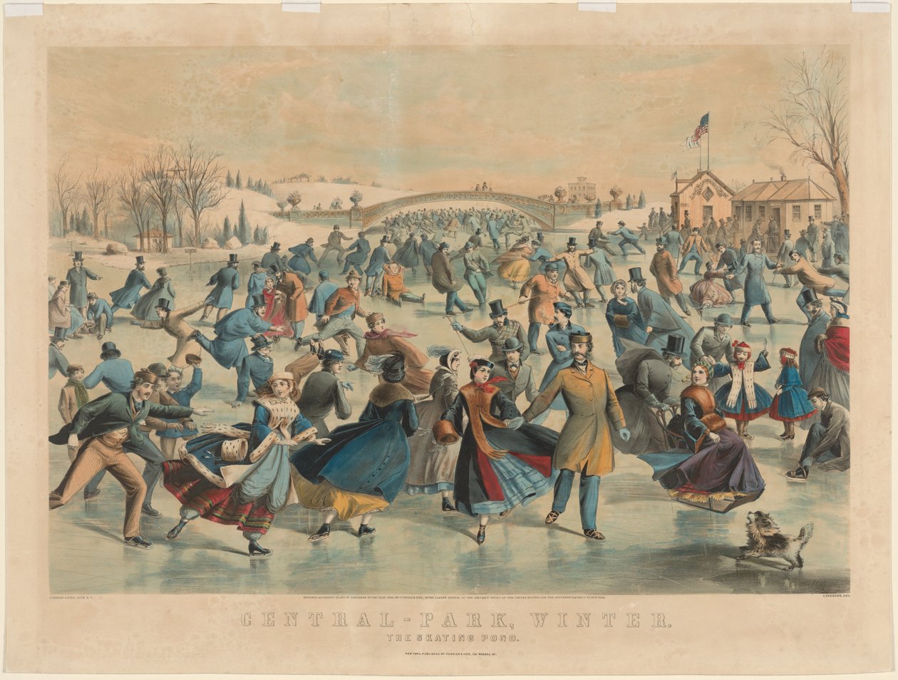 Central Park, inverno: a lagoa de patinação. de James Merritt Ives