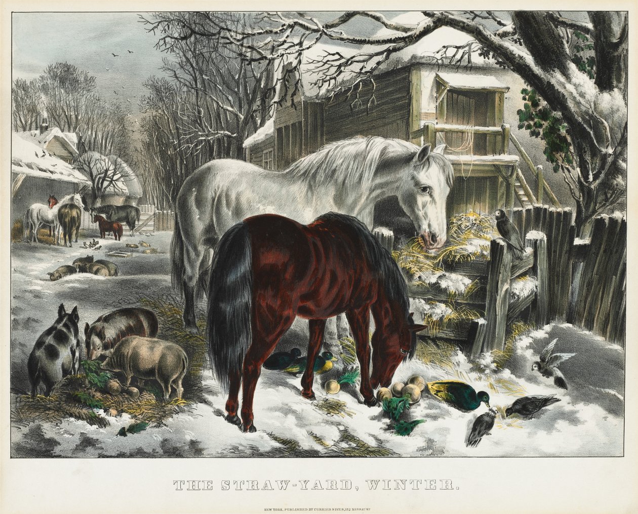 Pátio de palha, inverno, 1800. de James Merritt Ives