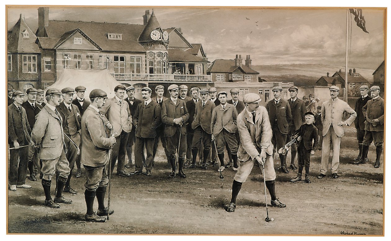 O Jogo Internacional de Golfe de 1902 (lápis e lavagem cinzenta sobre papel) (ver também 2413665) de James Michael Brown