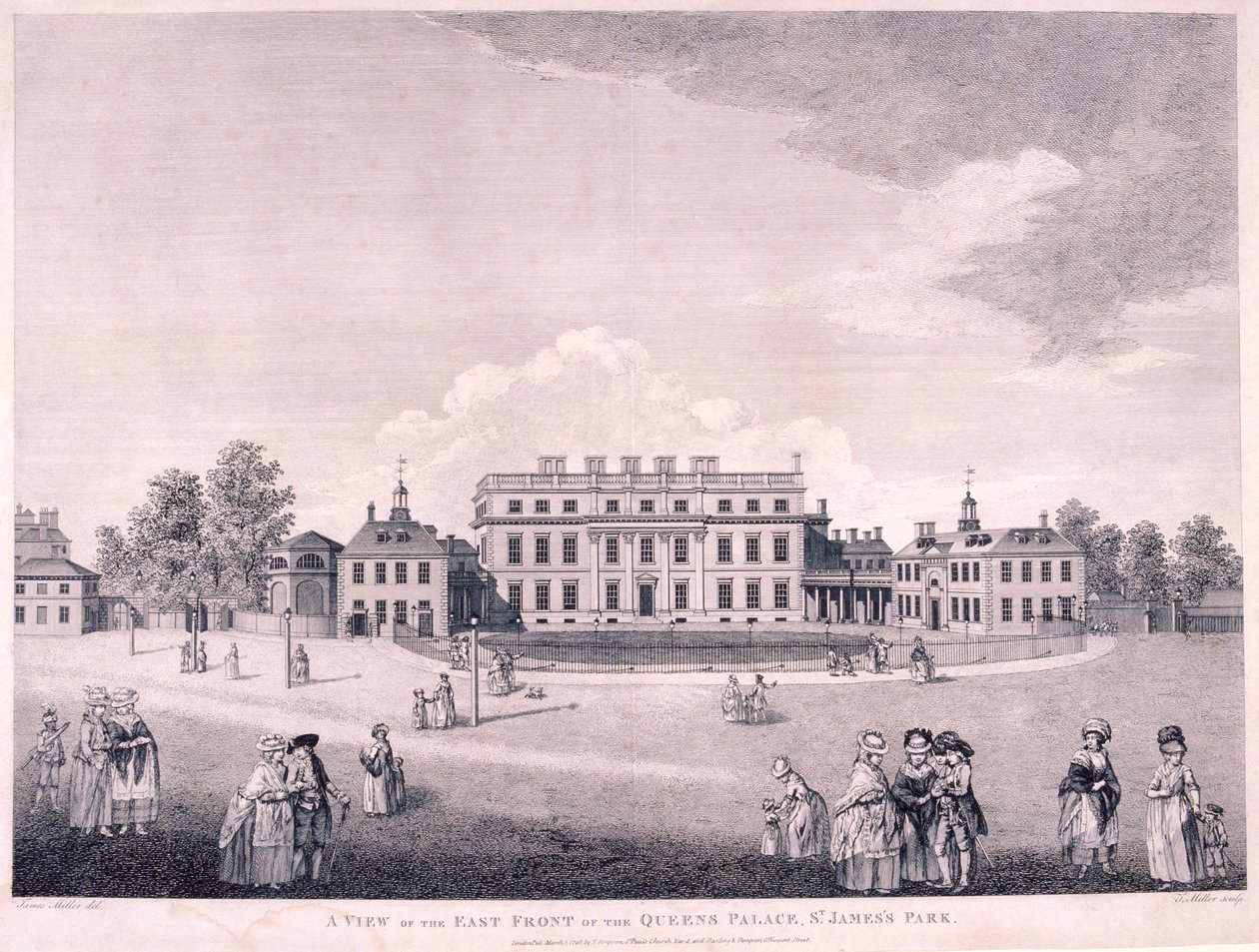 Frente leste da Buckingham House, Westminster, Londres, 1796 de James Miller
