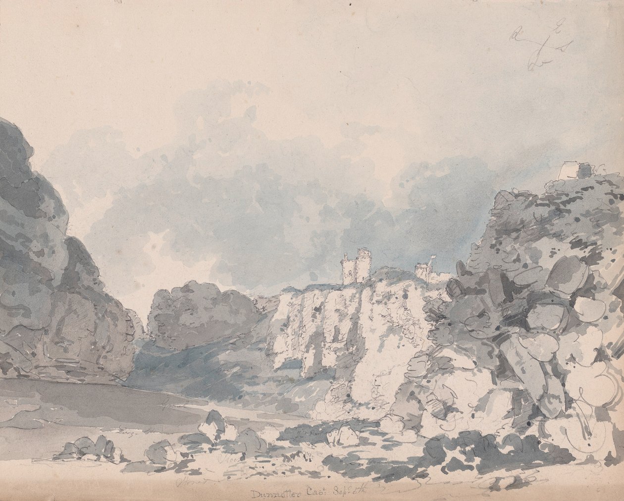 Dunnotter Castle (wc sobre grafite no papel) de James Moore