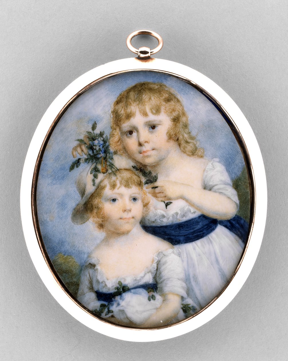 Retrato de duas irmãs, c.1795 (aquarela sobre marfim de James Nixon