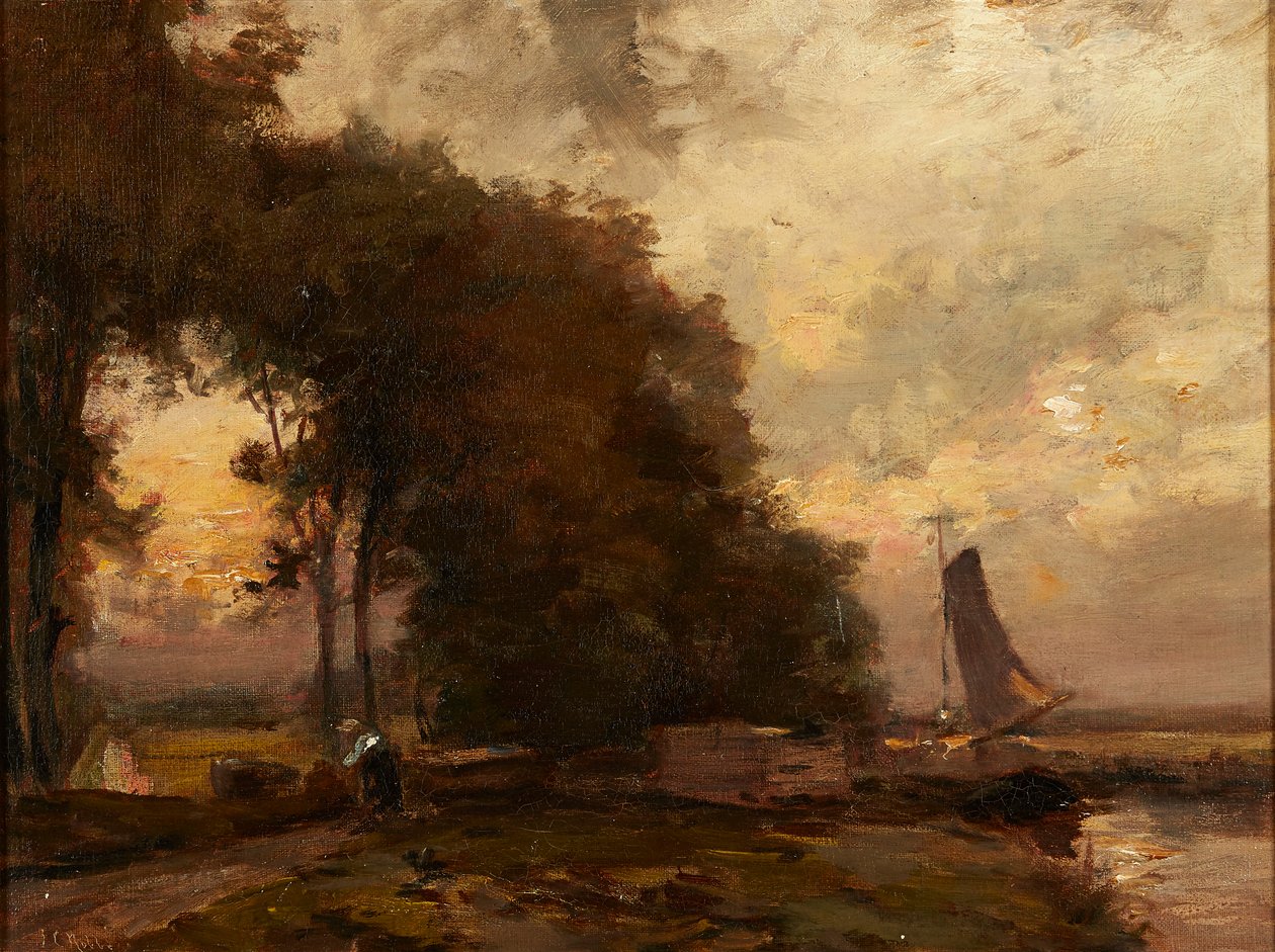 Uma paisagem holandesa (óleo sobre tela) de James Noble