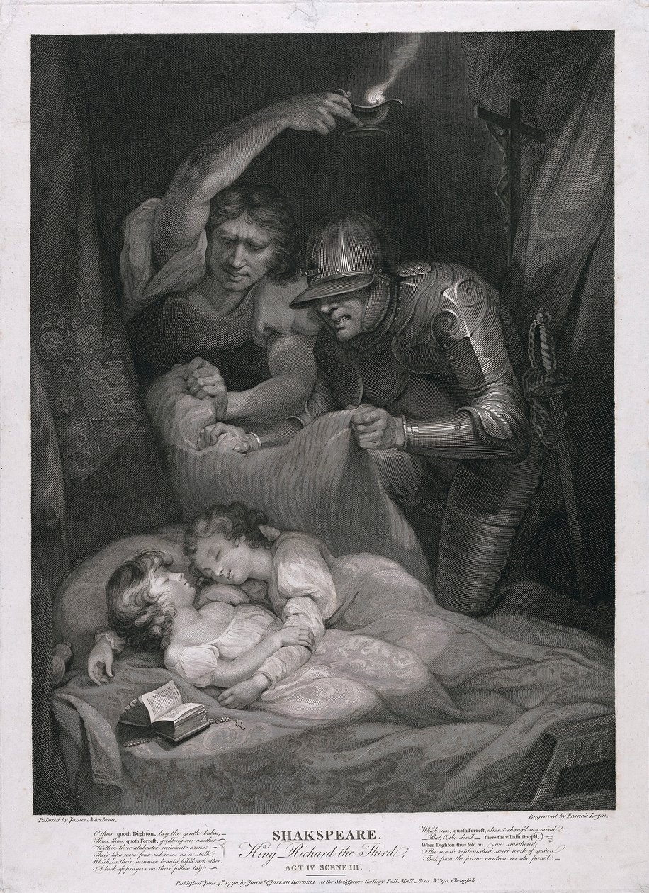 Rei Ricardo III: Ato IV, Cena III O Assassinato dos Príncipes no pub da Torre. 1790. de James Northcote