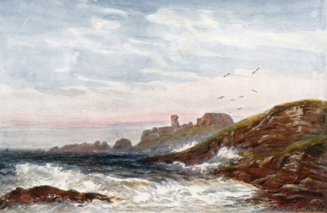 "Castelo de Dunbar" (litografia a cores) de James Orrock