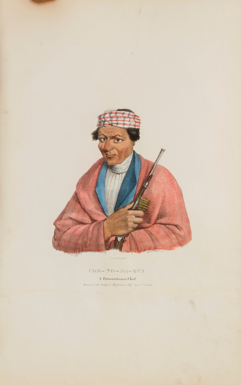 CAN-NO-SA-QUA; Um chefe Pottowattomie, de The Aboriginal Portfolio de James Otto Lewis