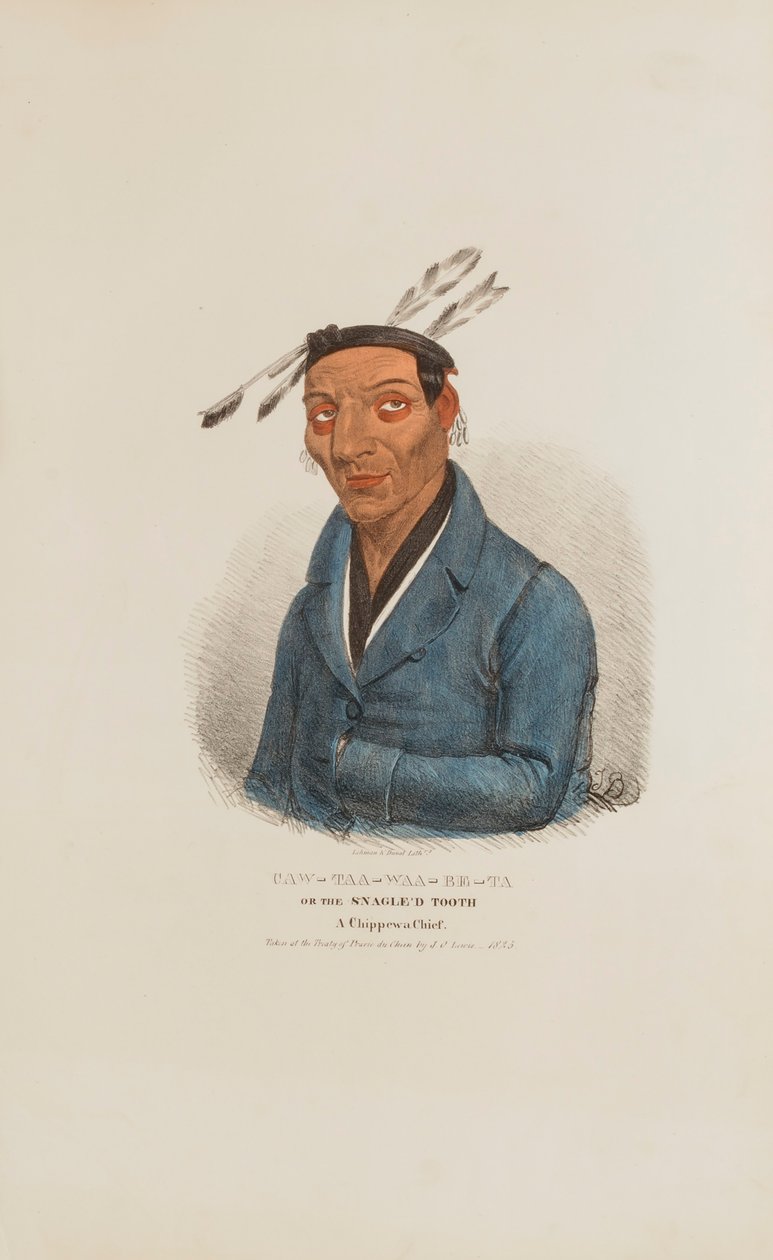 CAW-TAA-WAA-BE-TA ou o dente de Snagle; um chefe Chippewa, de The Aboriginal Portfolio de James Otto Lewis