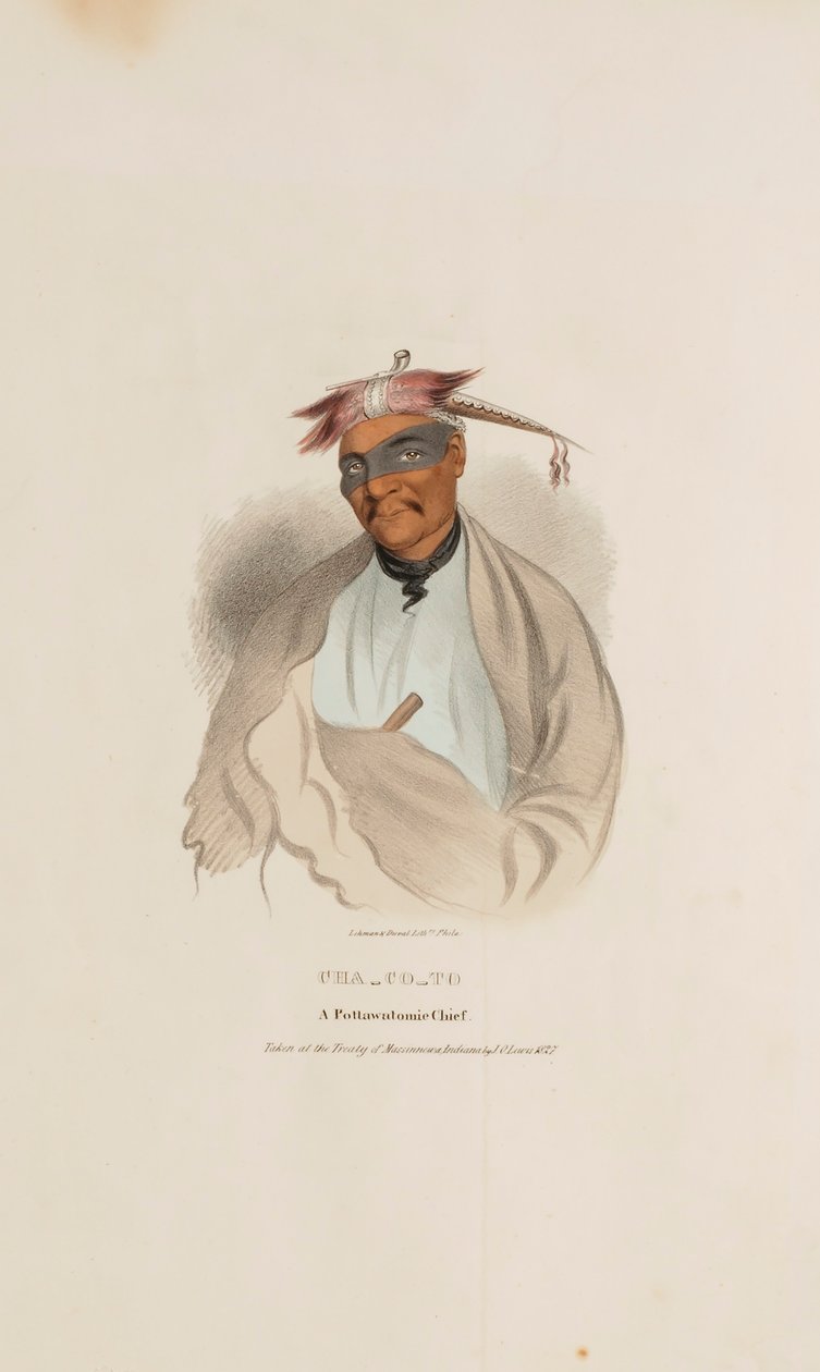 CHA-CO-TO, um chefe de Pottowattomie, de The Aboriginal Portfolio de James Otto Lewis