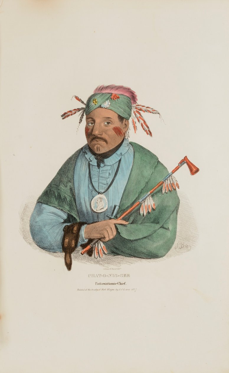 CHAT-O-MIS-SEE; Chefe de Pottowattomie, de The Aboriginal Portfolio de James Otto Lewis