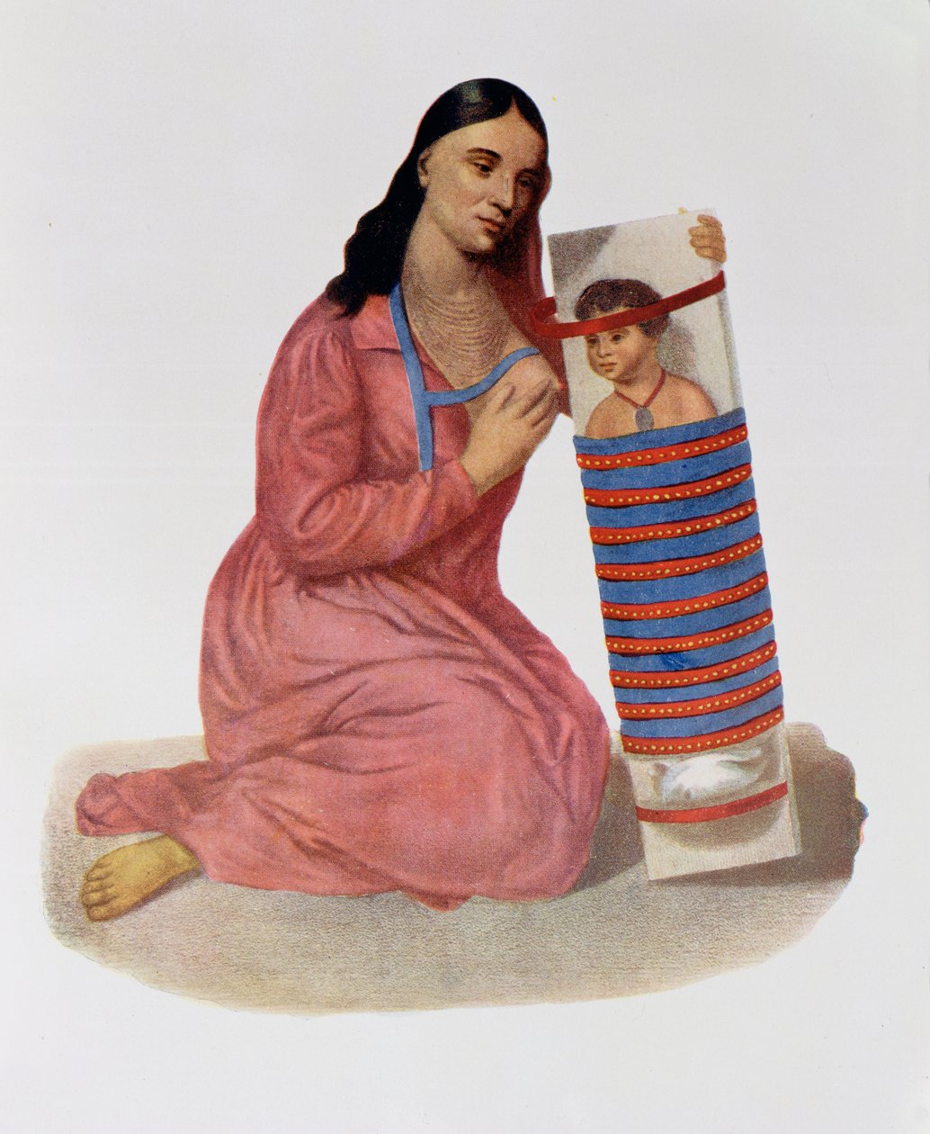 Chippeway mãe e filho, 1826, ilustração de &39;Indian Tribos da América do Norte, Vol.1&39;, por Thomas L. McKenney e James Hall, pub, por John Grant de James Otto Lewis