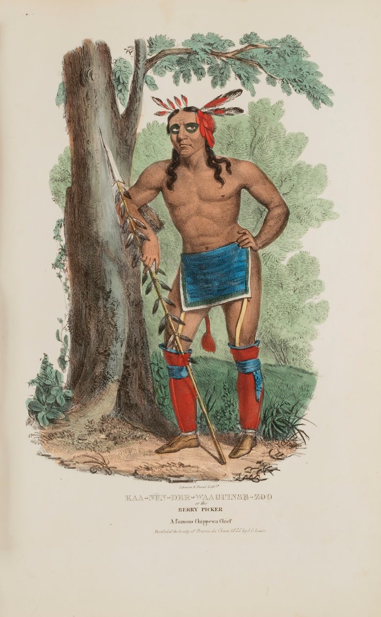 KAA-NUN-DER-WAAGUINSE-ZOO ou o apanhador de bagas; um famoso chefe Chippewa, de The Aboriginal Portfolio de James Otto Lewis