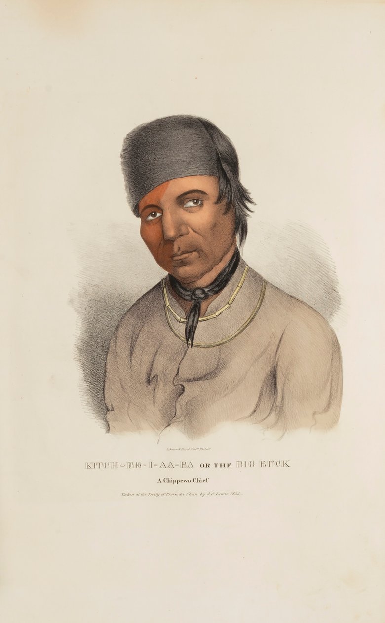 KITCH-EE-I-AA-BA ou o Grande Buck; um chefe Chippewa, de The Aboriginal Portfolio de James Otto Lewis