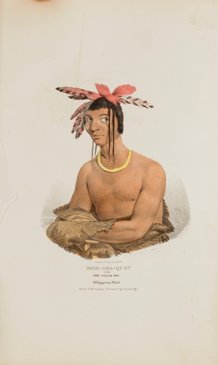 MISH-SHA-QUAT ou o Céu Claro; Um Chefe Chippeway, de The Aboriginal Portfolio de James Otto Lewis