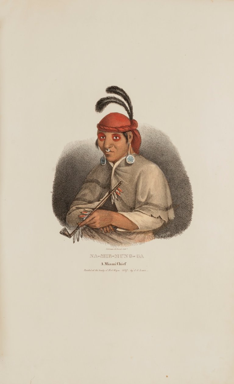 NA-SHE-MUNG-GA, um chefe de Miami, de The Aboriginal Portfolio de James Otto Lewis