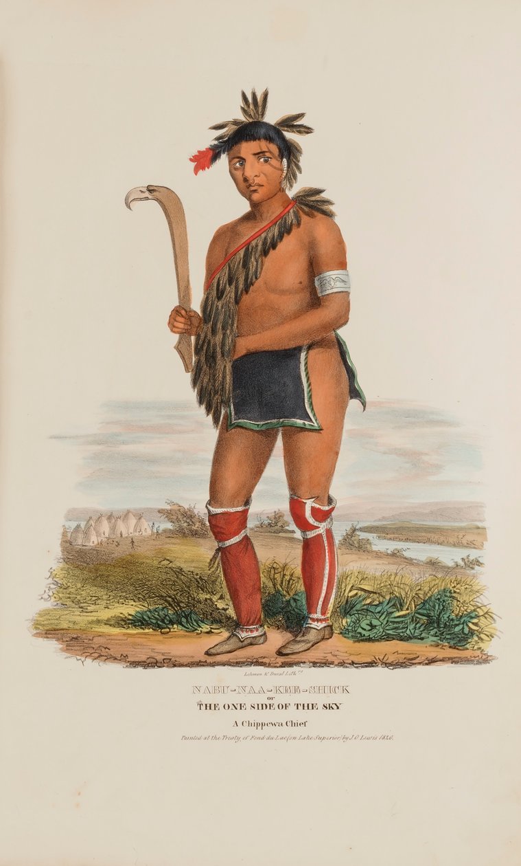 NABU-NAA-KEE-SHICK ou O Único Lado do Céu, um chefe Chippewa, de The Aboriginal Portfolio de James Otto Lewis