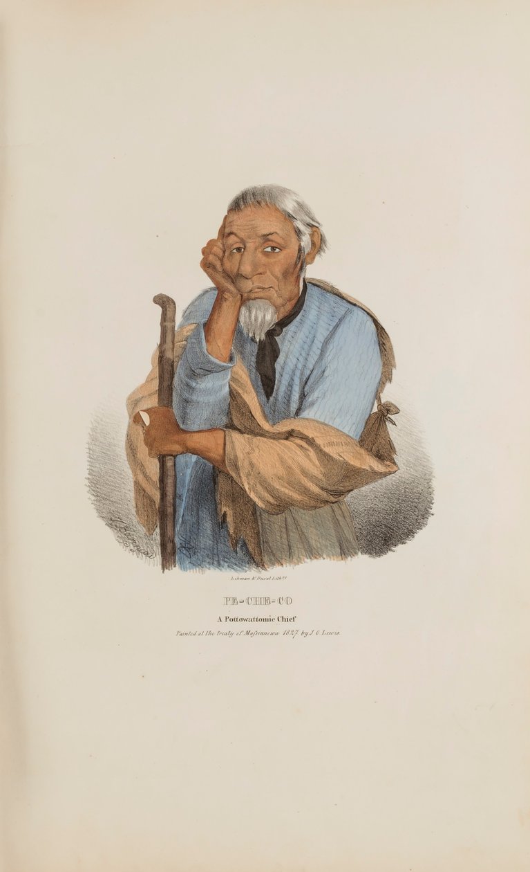 PE-CHE-CO; Um chefe de Pottowattomie, de The Aboriginal Portfolio de James Otto Lewis