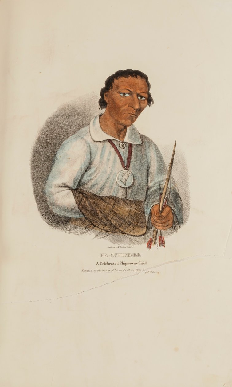 PE-SCHICK-EE; Um célebre chefe Chippeway, de The Aboriginal Portfolio de James Otto Lewis