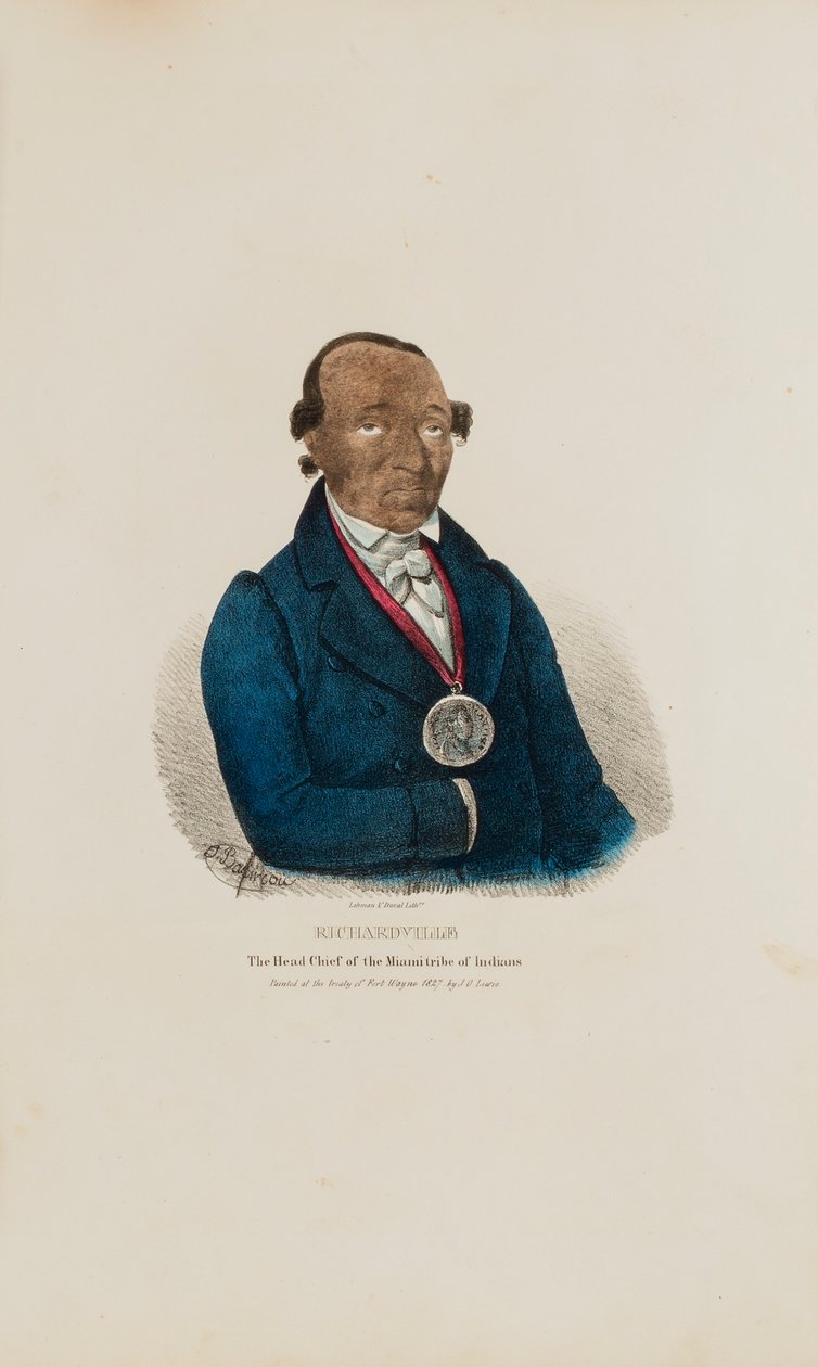 RICHARDVILLE; O chefe da tribo Miami dos índios, de The Aboriginal Portfolio de James Otto Lewis