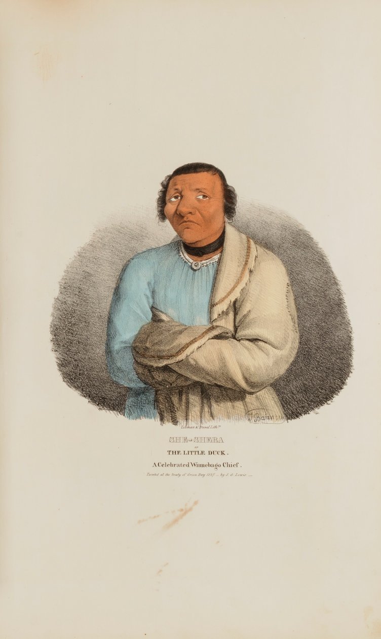 SHE-SHEBA ou O Pequeno Pato; um célebre chefe Winnebago, de The Aboriginal Portfolio de James Otto Lewis