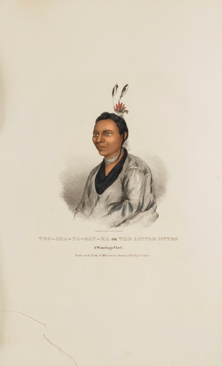 TOO-SHA-NA-GAN-KA ou A Pequena Lontra; Um Chefe Winnebago, de The Aboriginal Portfolio de James Otto Lewis