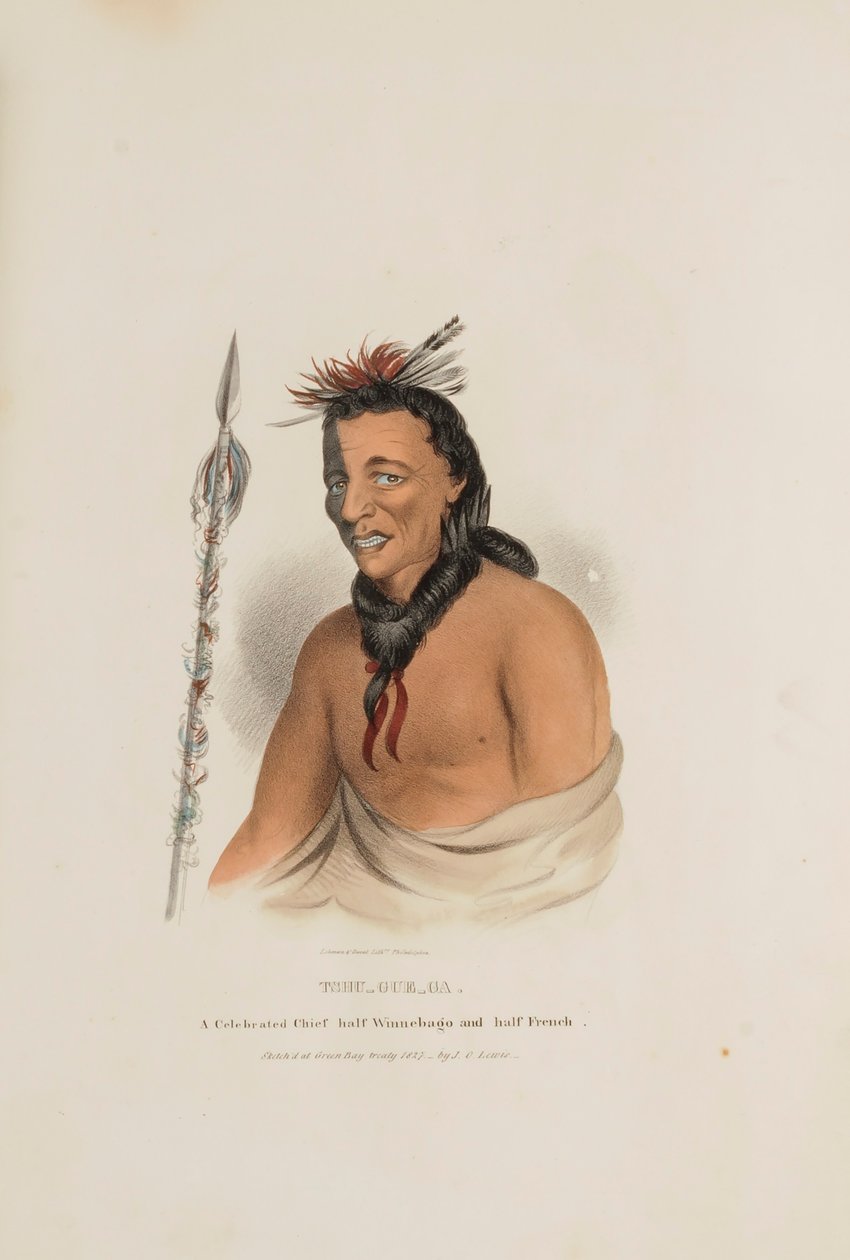 TSHU-GU-GA; Um chefe célebre, metade Winnebago e metade francês, do The Aboriginal Portfolio de James Otto Lewis
