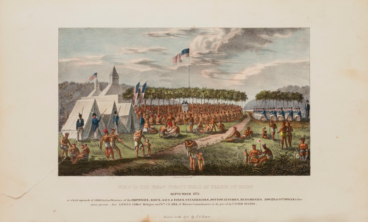 Vista do Grande Tratado realizado em Prairie Du Chien, setembro de 1825, de The Aboriginal Portfolio de James Otto Lewis