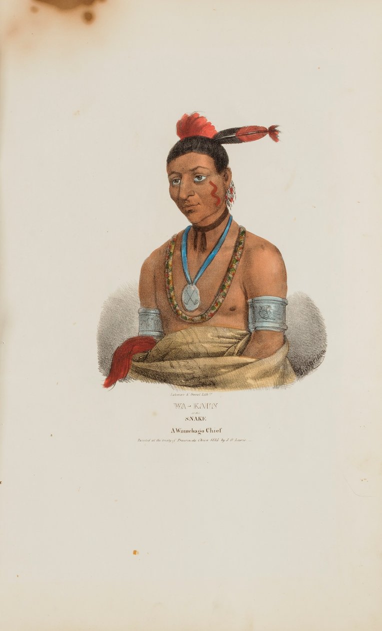 WA-KAUN ou a Cobra; um chefe Winnebago, de The Aboriginal Portfolio de James Otto Lewis